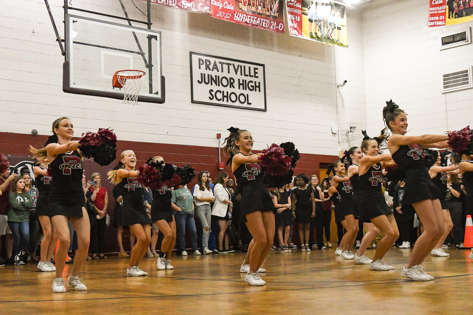 cheer dancing at pep rally