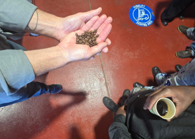 coffee beans in hand
