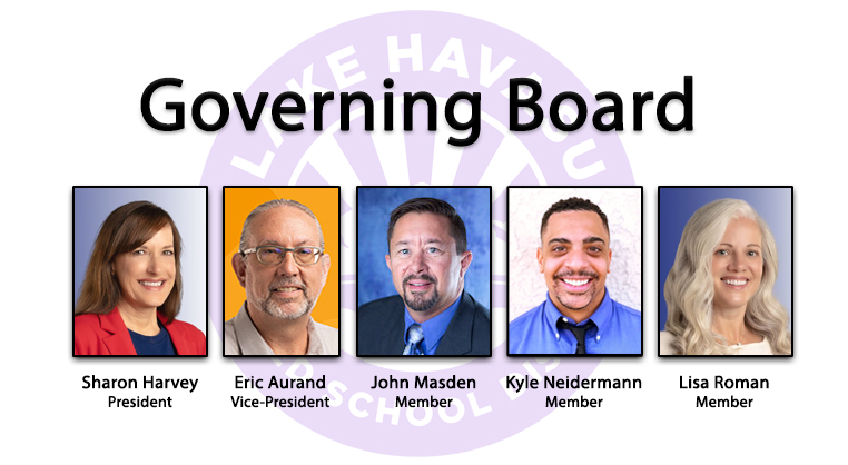 picture of board members: Sharon Harvey - President, Eric Aurand - Vice-President, John Masden - Member, Kyle Neidermann - Member, and Lisa Roman - Member