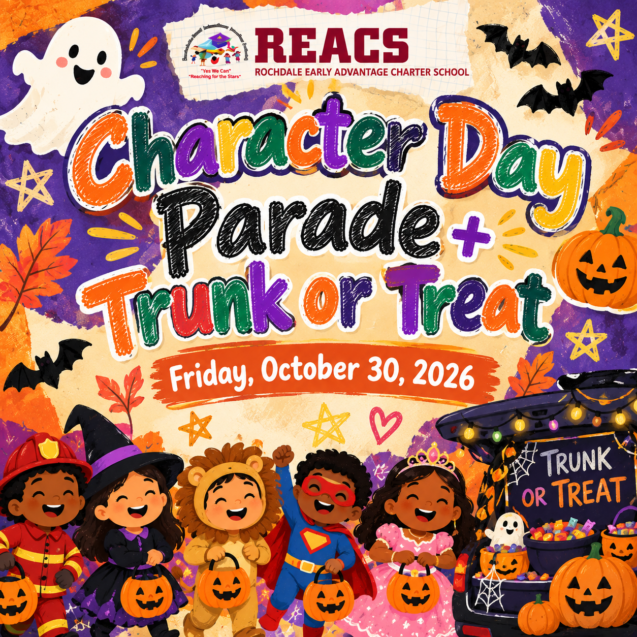 Character Day Parade and Trunk or Treat flyer