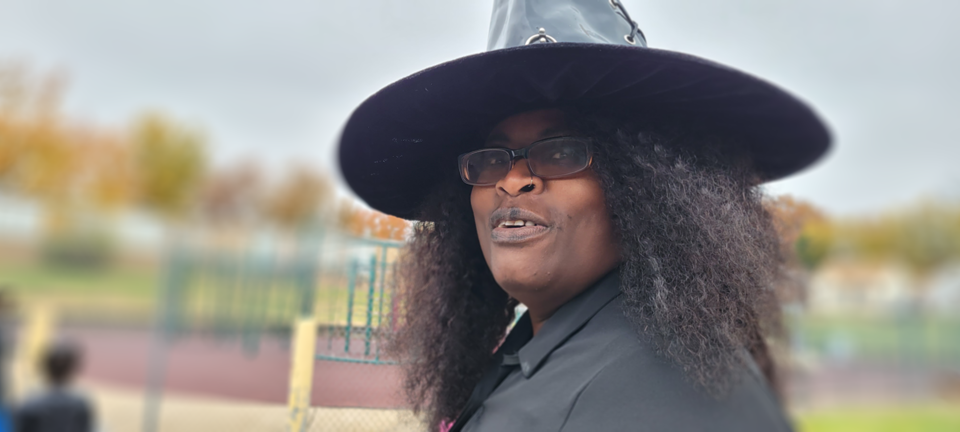 Trunk or treat pictures. teacher dressed as a witch