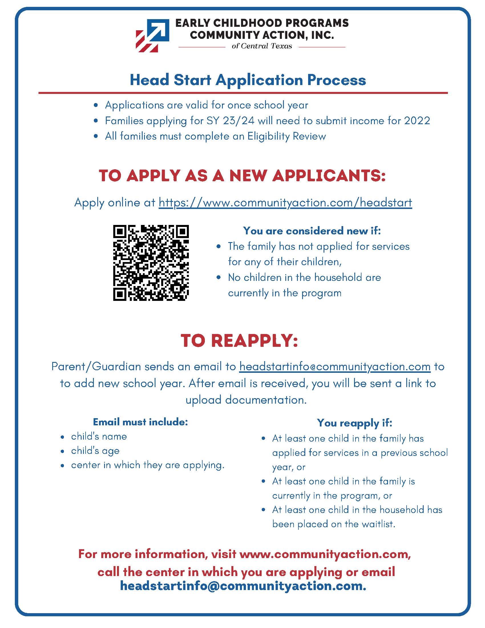 Head Start Annual Application Process 2023-2024