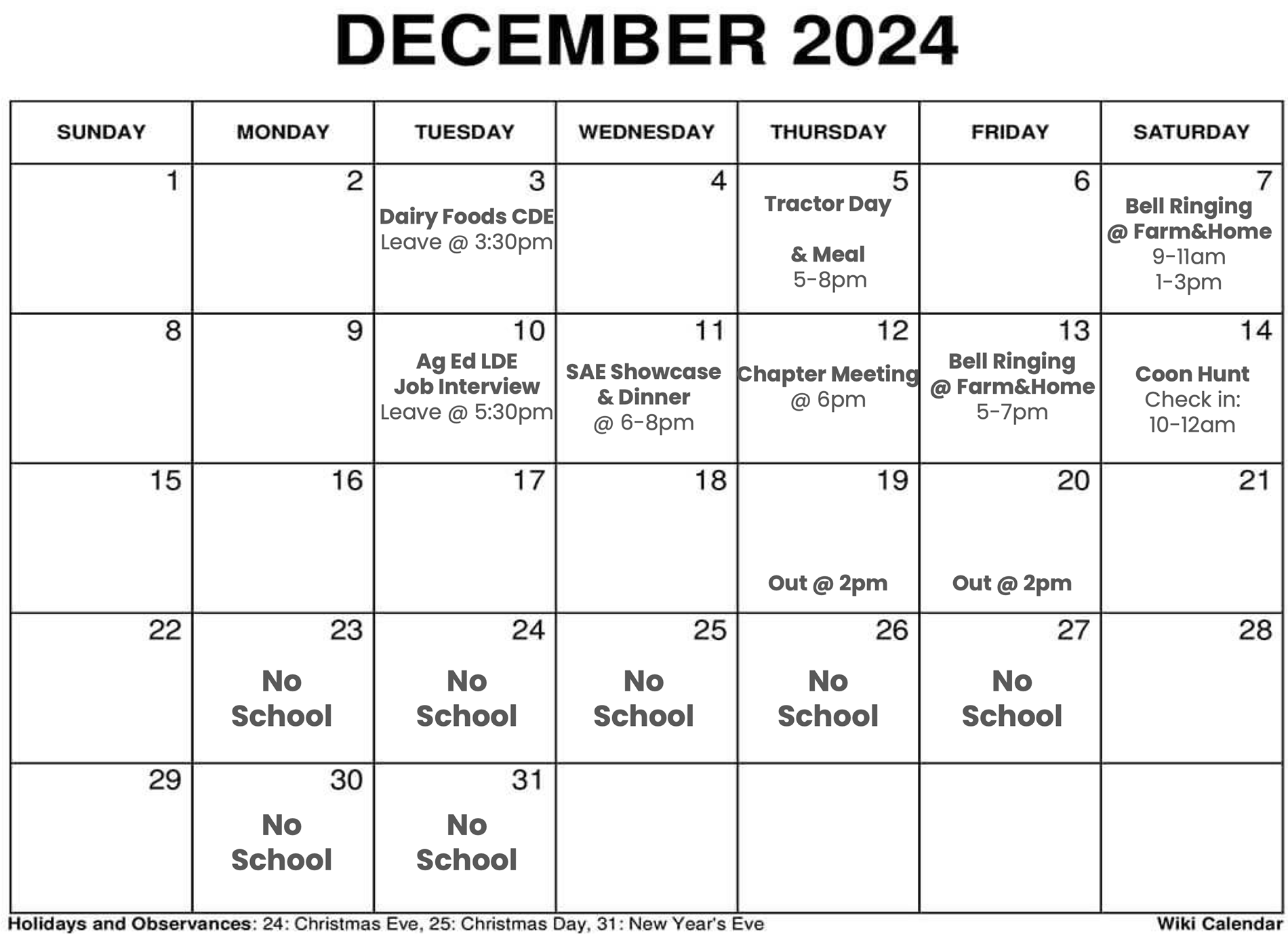 FFA Calendar