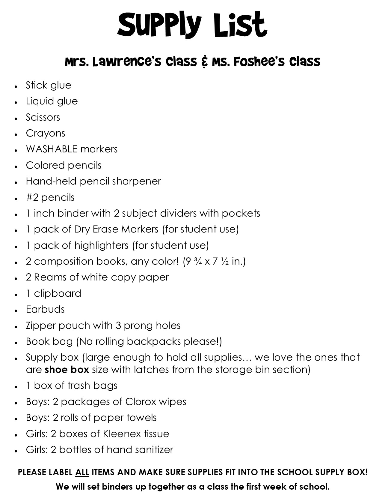 class list