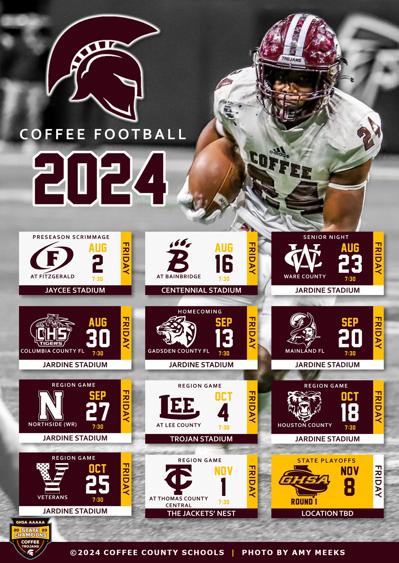 2024 Coffee High Trojans Football Schedule