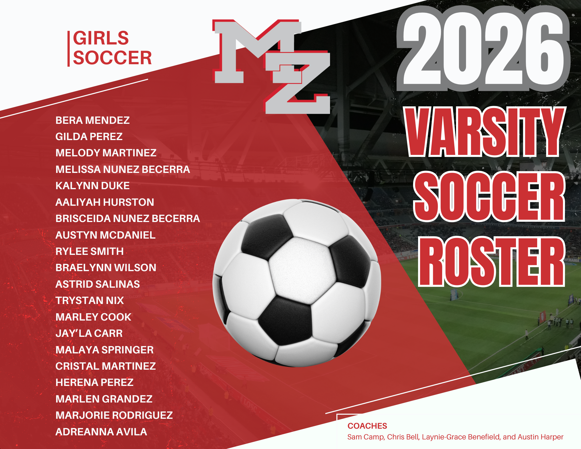 Girls soccer roster