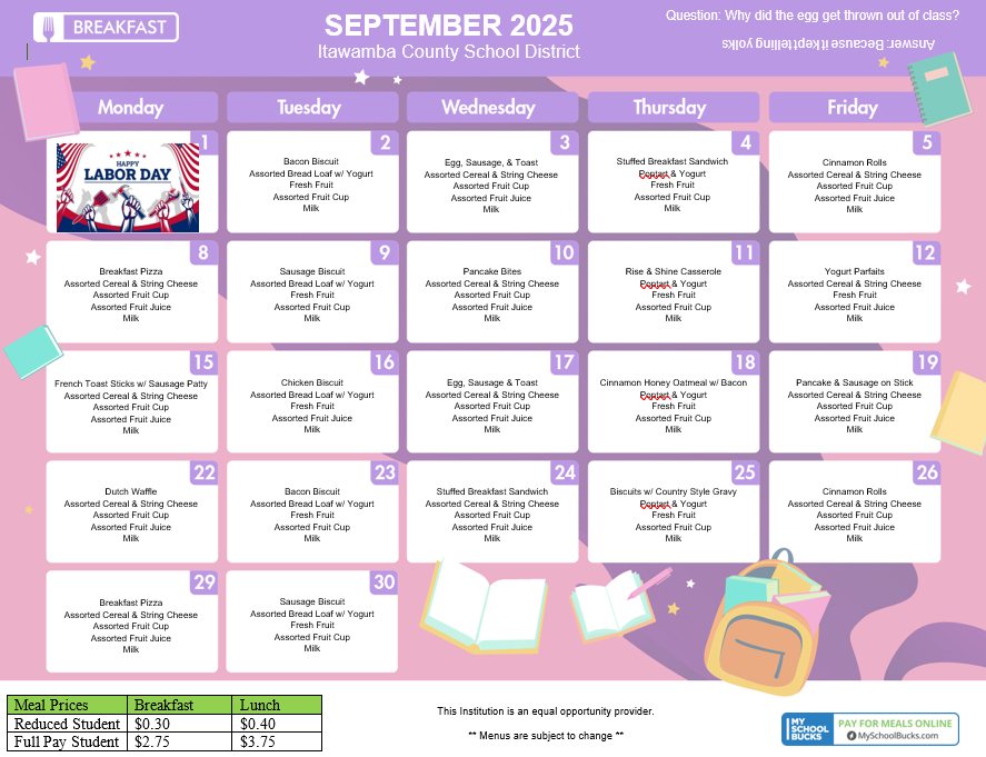September menu 1