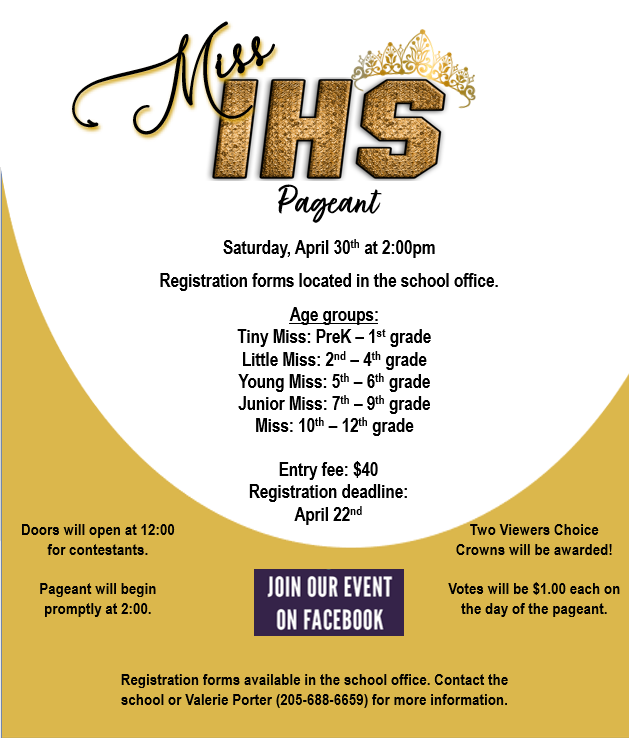 2022 Miss IHS Pageant Flyer