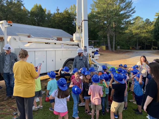 Kindergarteners at Touch a truck