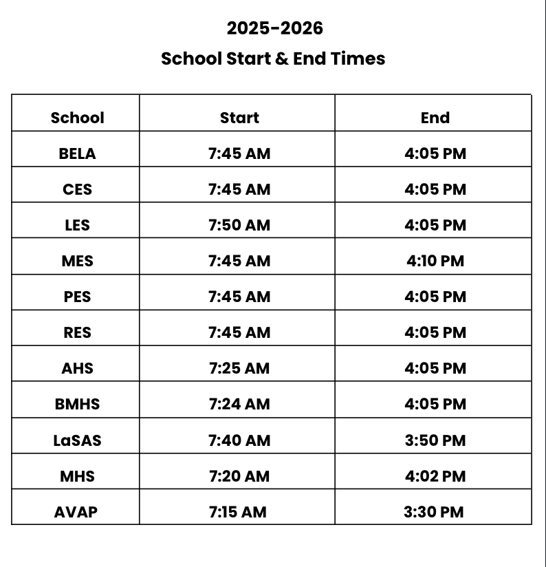 2526 School Start & End Times