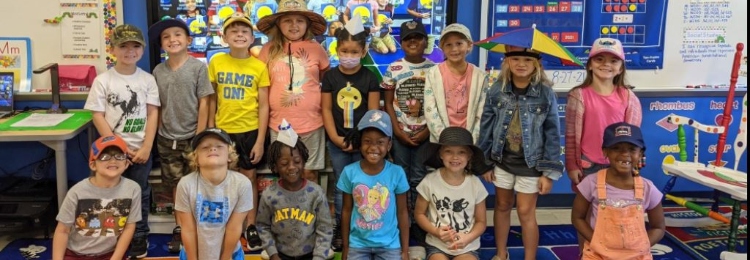 Students wearing hats