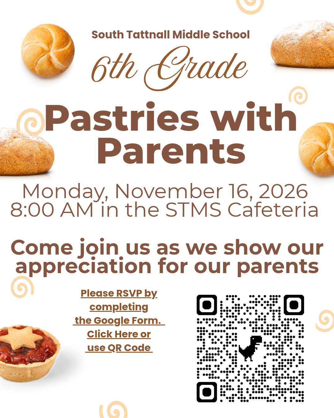 6th Grade Pastries with Parents Monday November 16 at 8:00 AM