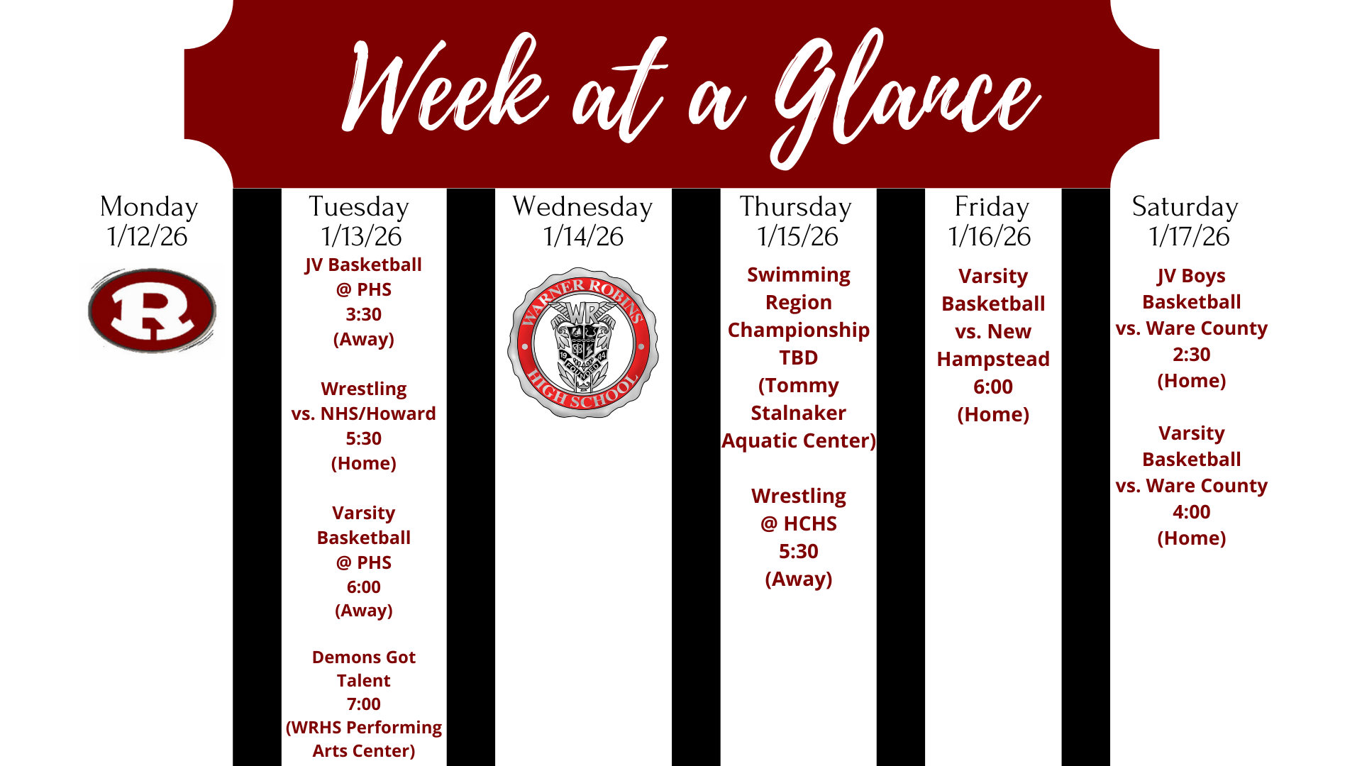 Week at a Glance Jan. 12-Jan. 17