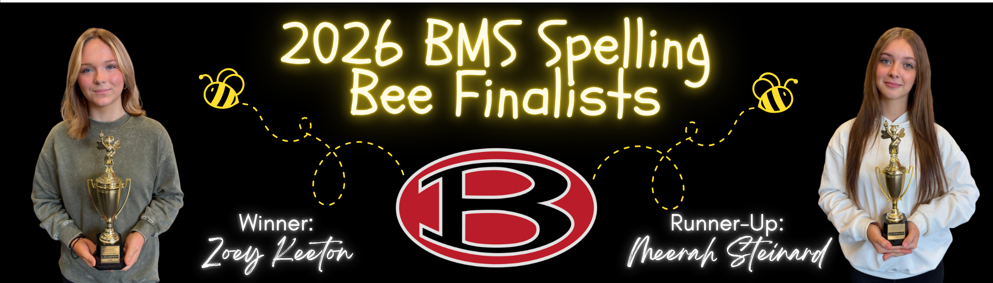 2026 Spelling Bee Finalists: Zoey Keeton (Winner) and Meerah Steinard (Runner-up)