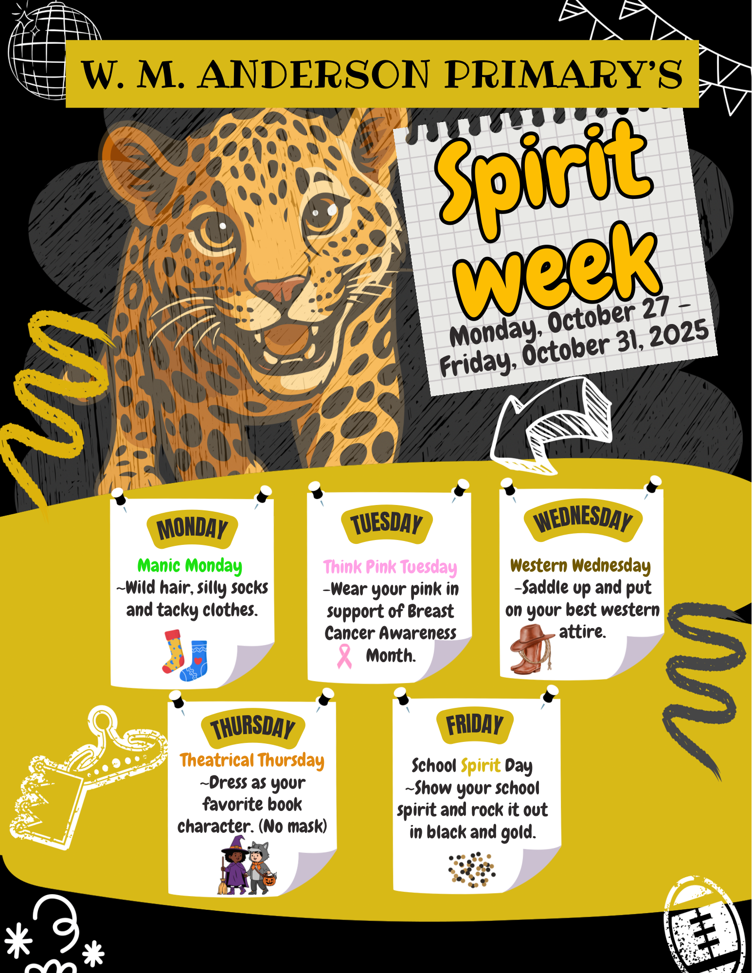 Flyer for APS Spirit Week
