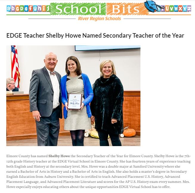 Shelby Howe- ECSD Teacher of the Year