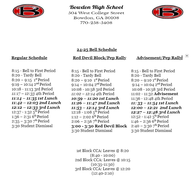 Bell Schedule