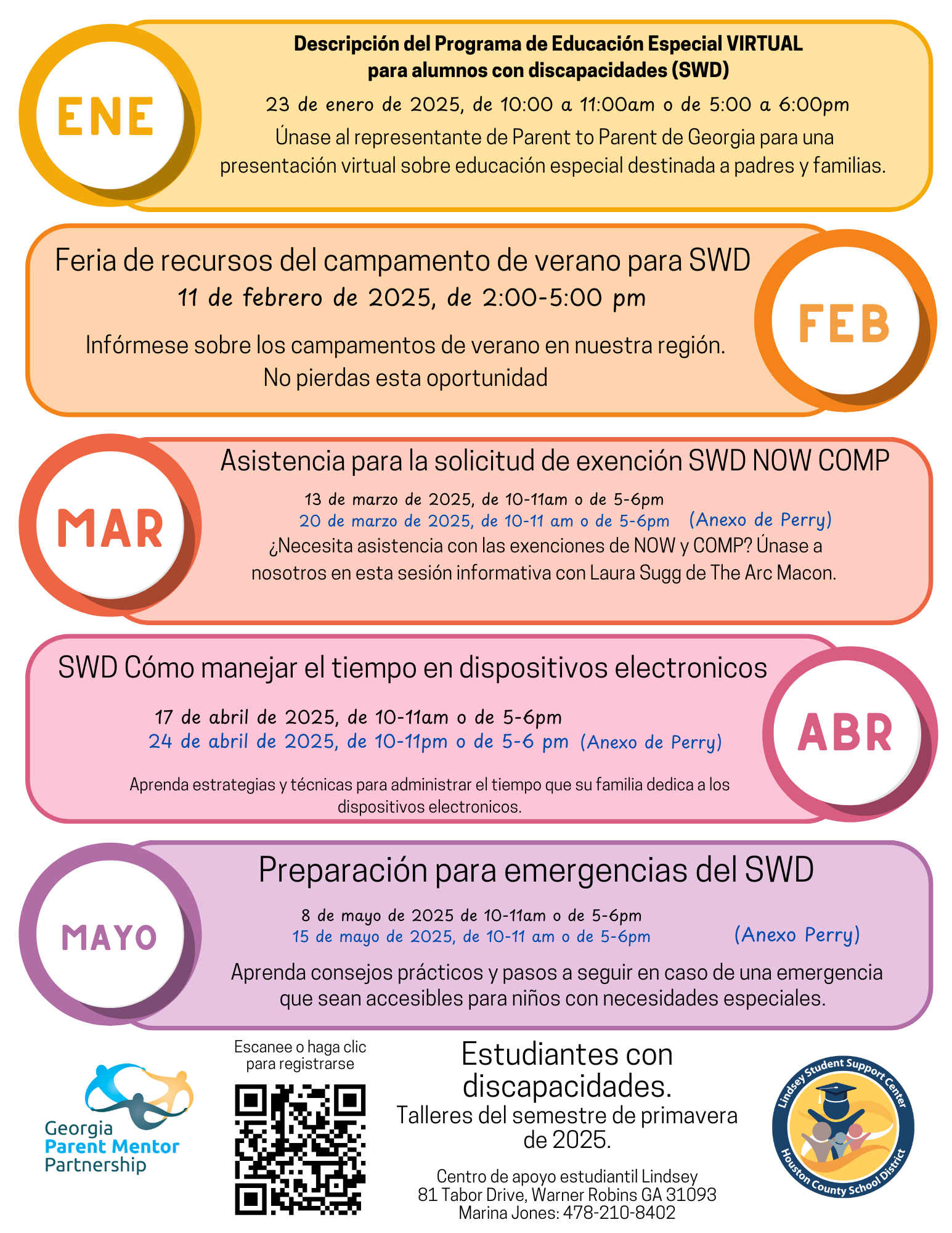 SWD Second Semester Workshops (Spanish)