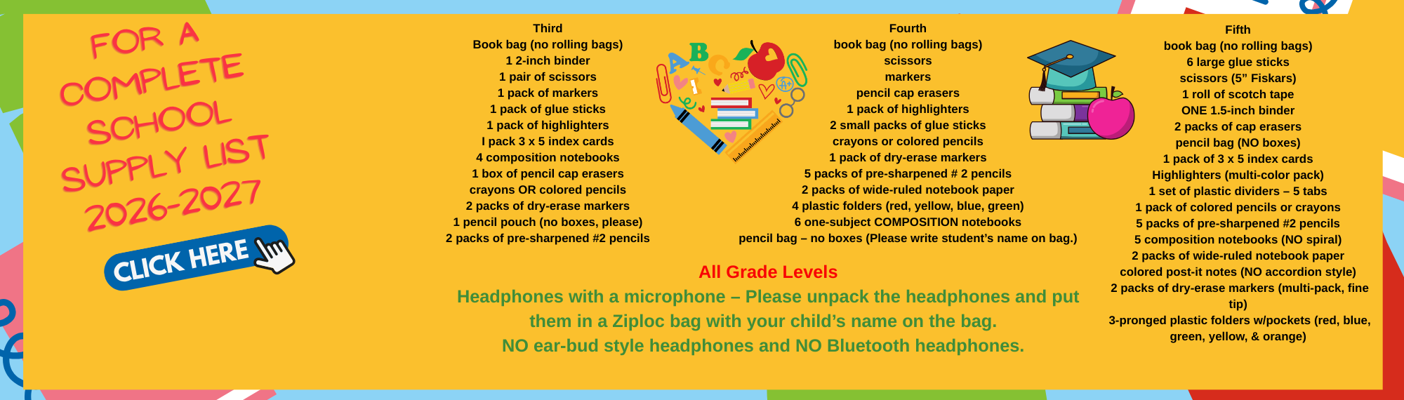 2026-2027 School Supply List