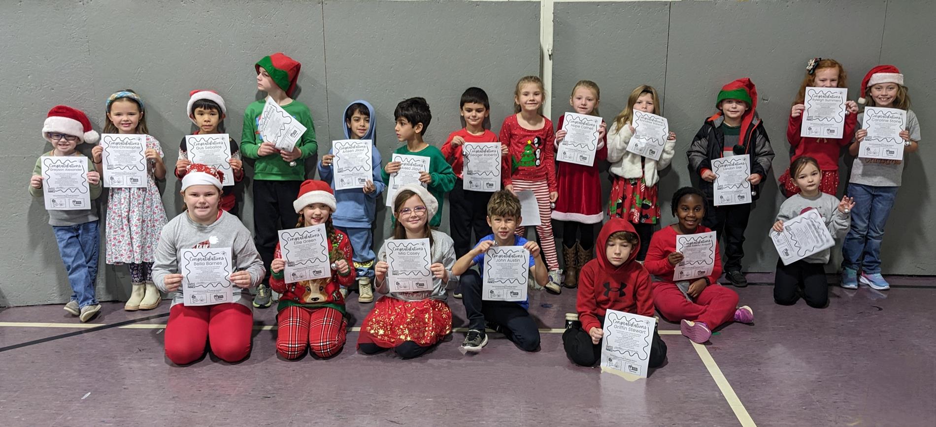 group pic of students who received kindness bingo awards