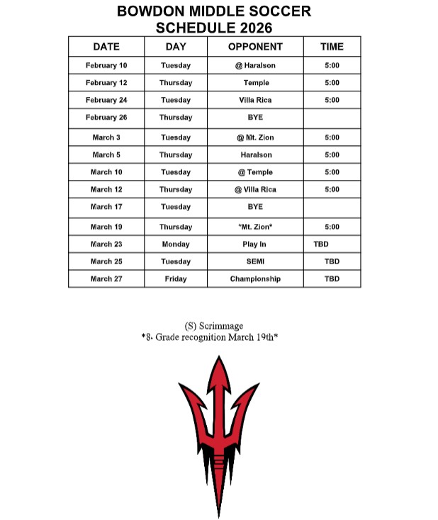 2026 Soccer Schedule