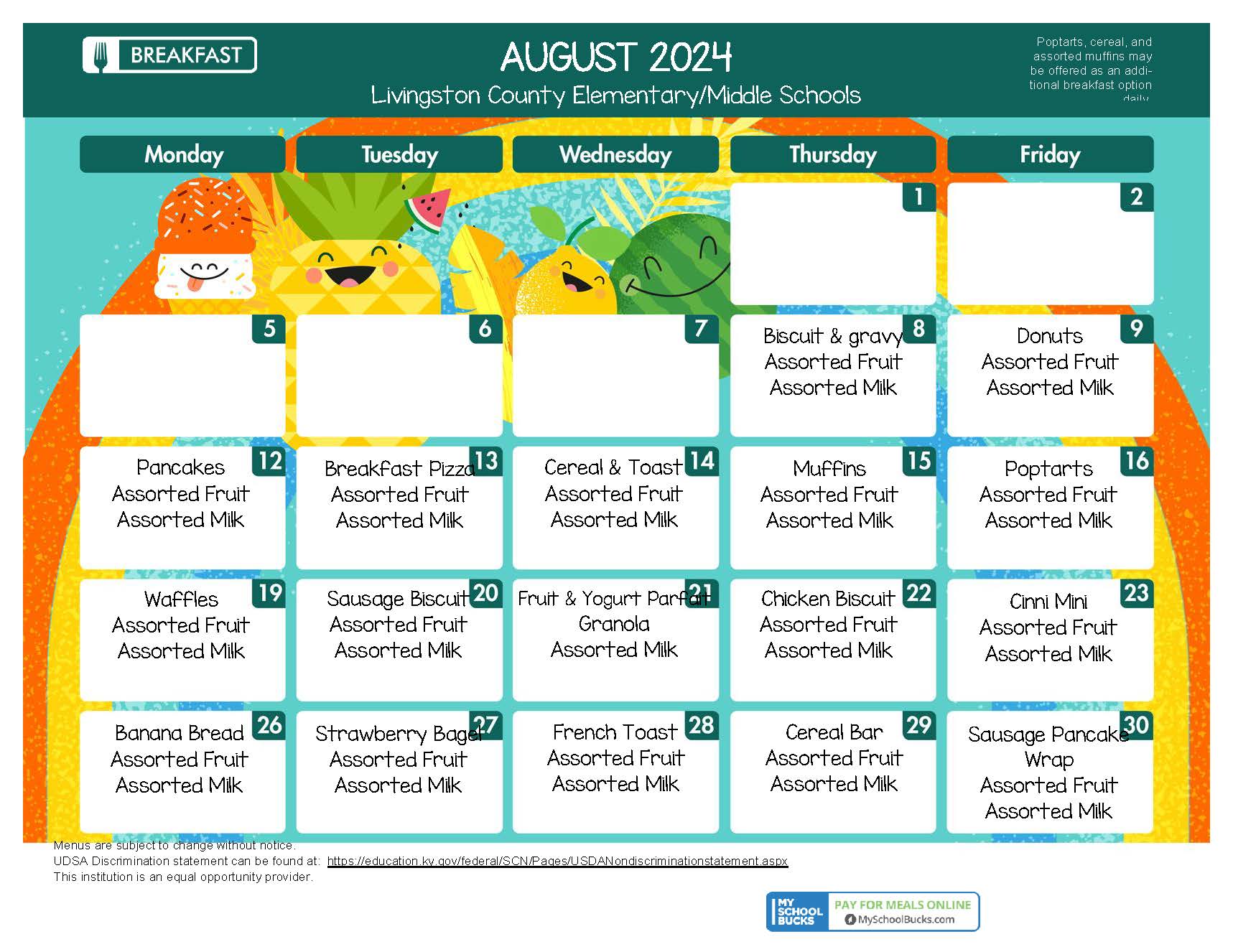 August 2024 Elementary & Middle Breakfast