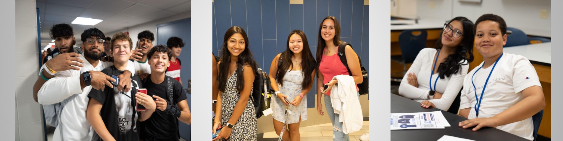 Students posing for beginning of the year photos