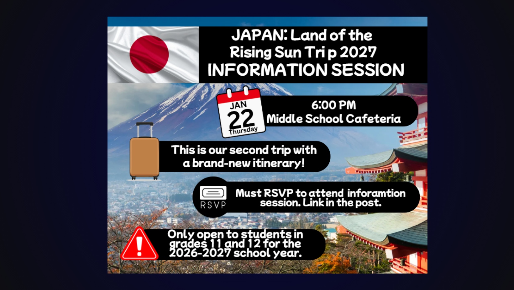 Japan Trip 2027- Informational Session