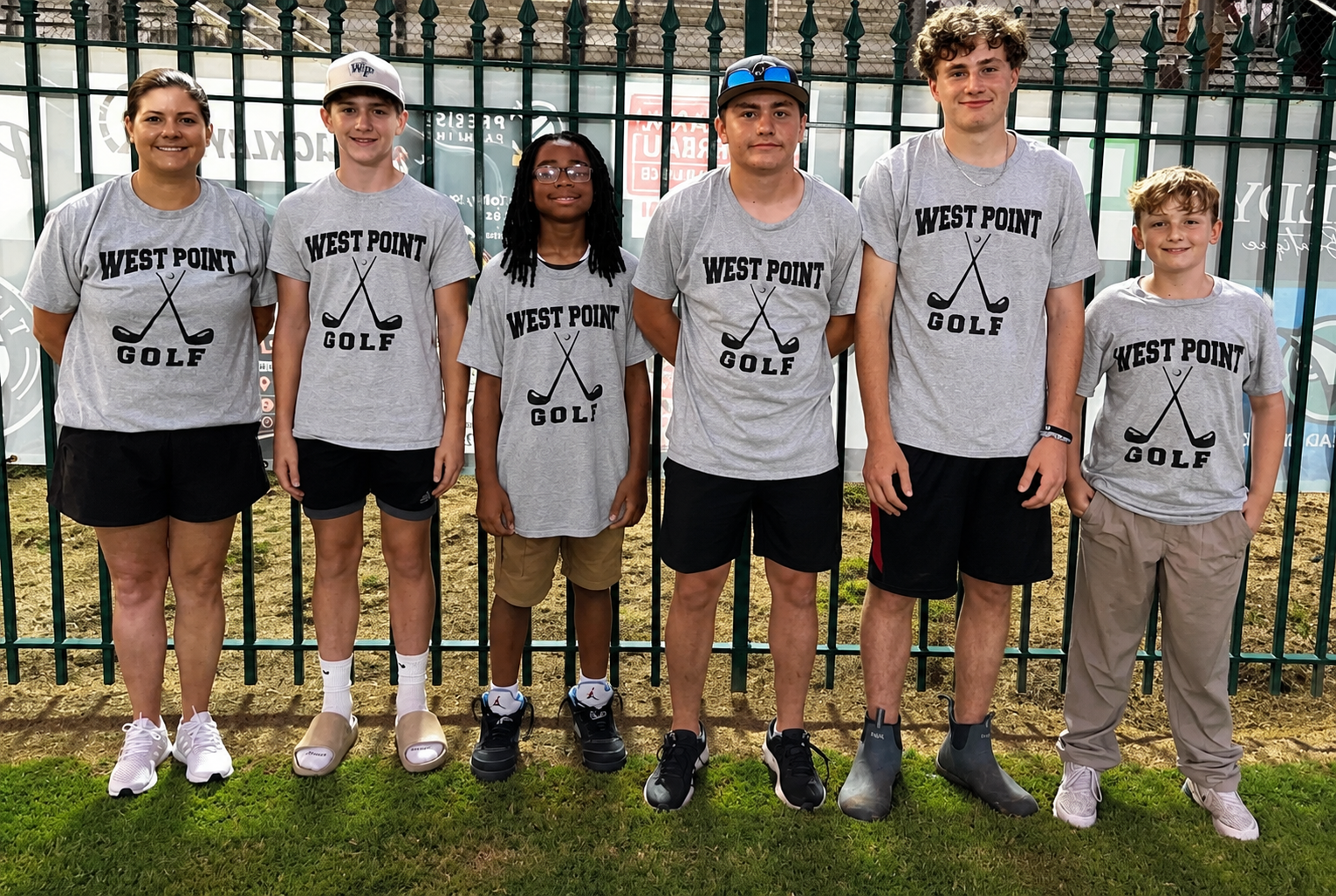 West Point Golf Team members pose for a group photo after their first match win of the season against Houlka.