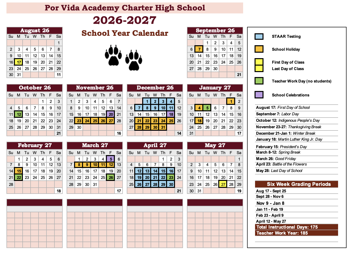 26-27 calendar