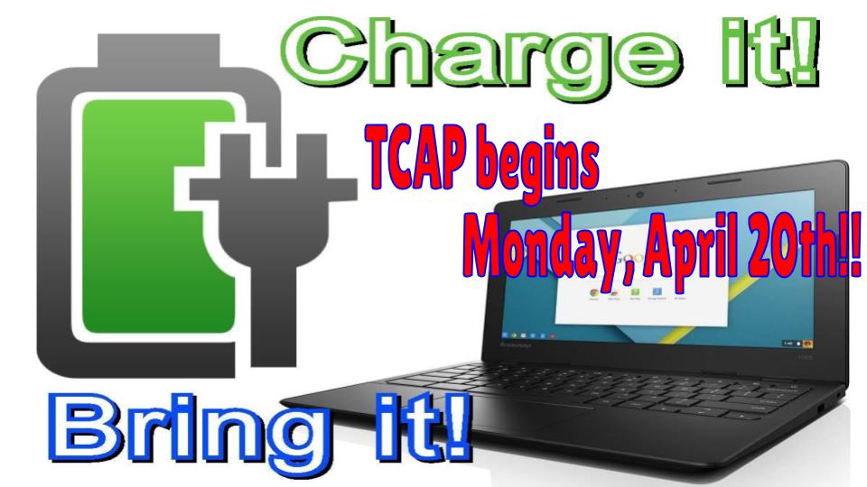 Charge your Chromebook during TCAP