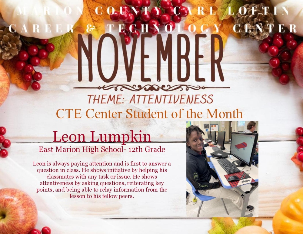 Congratulations to the November students of the Month