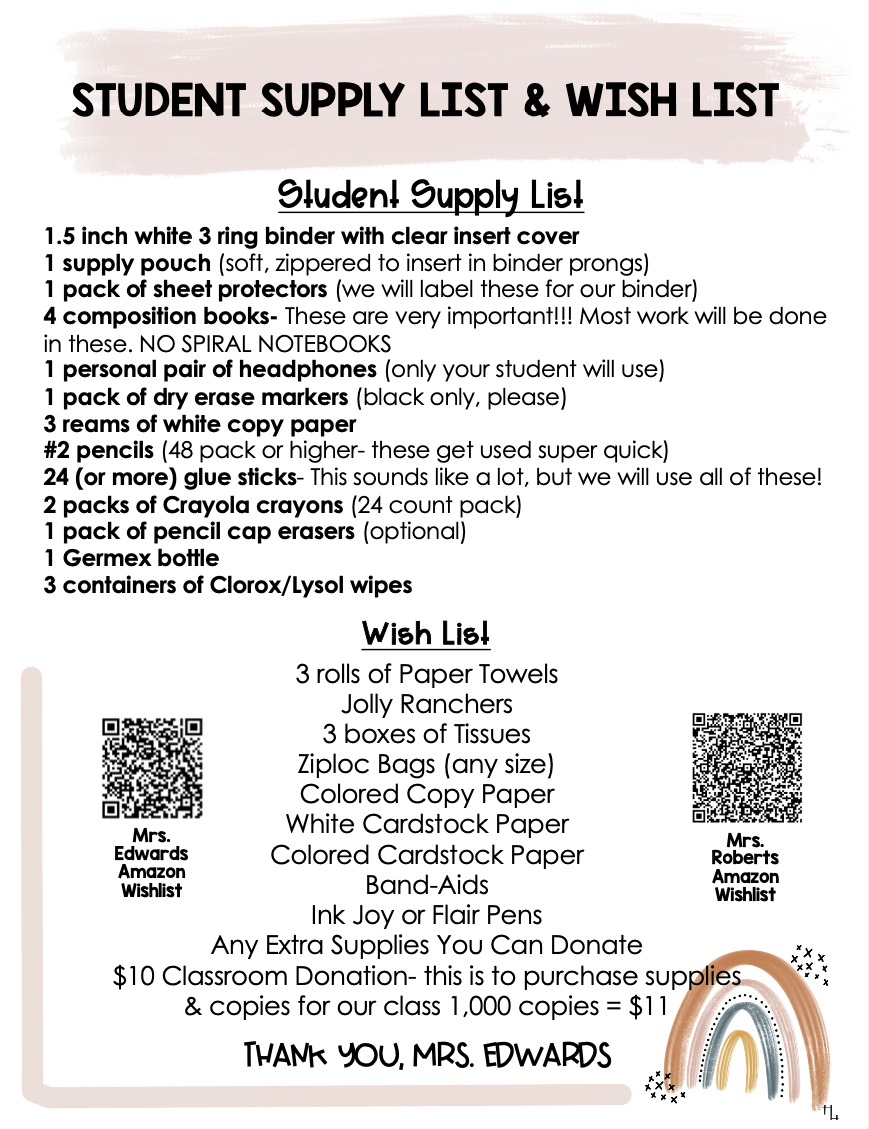 Supply List 