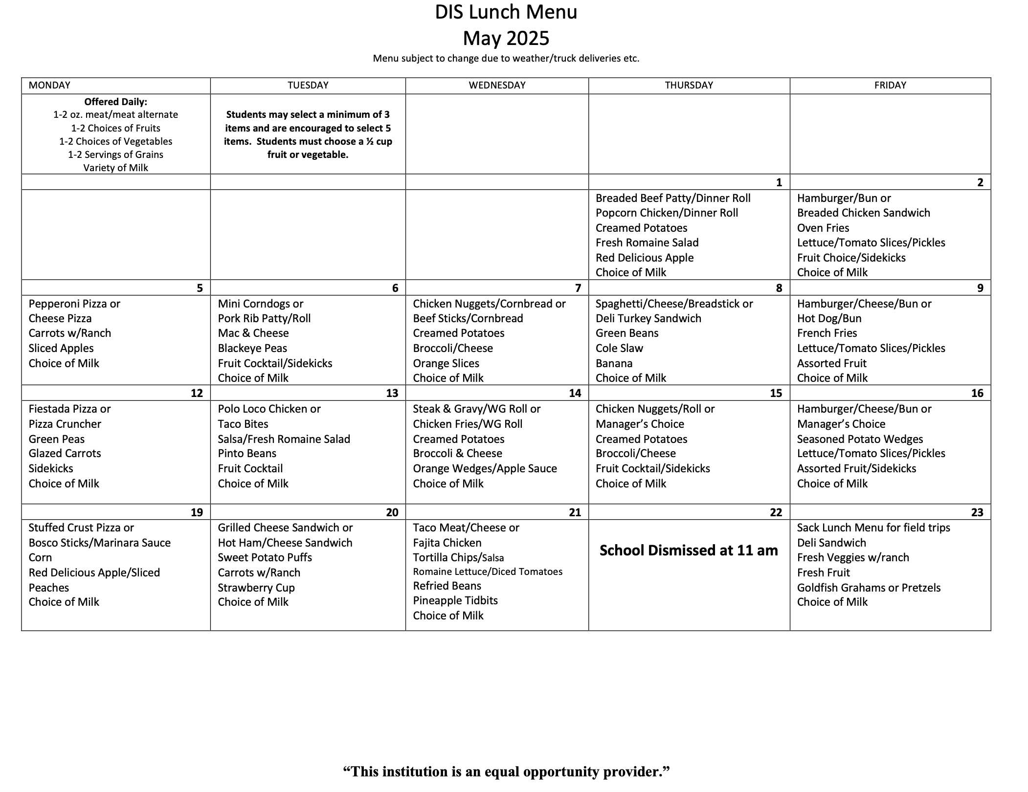 Lunch Menu