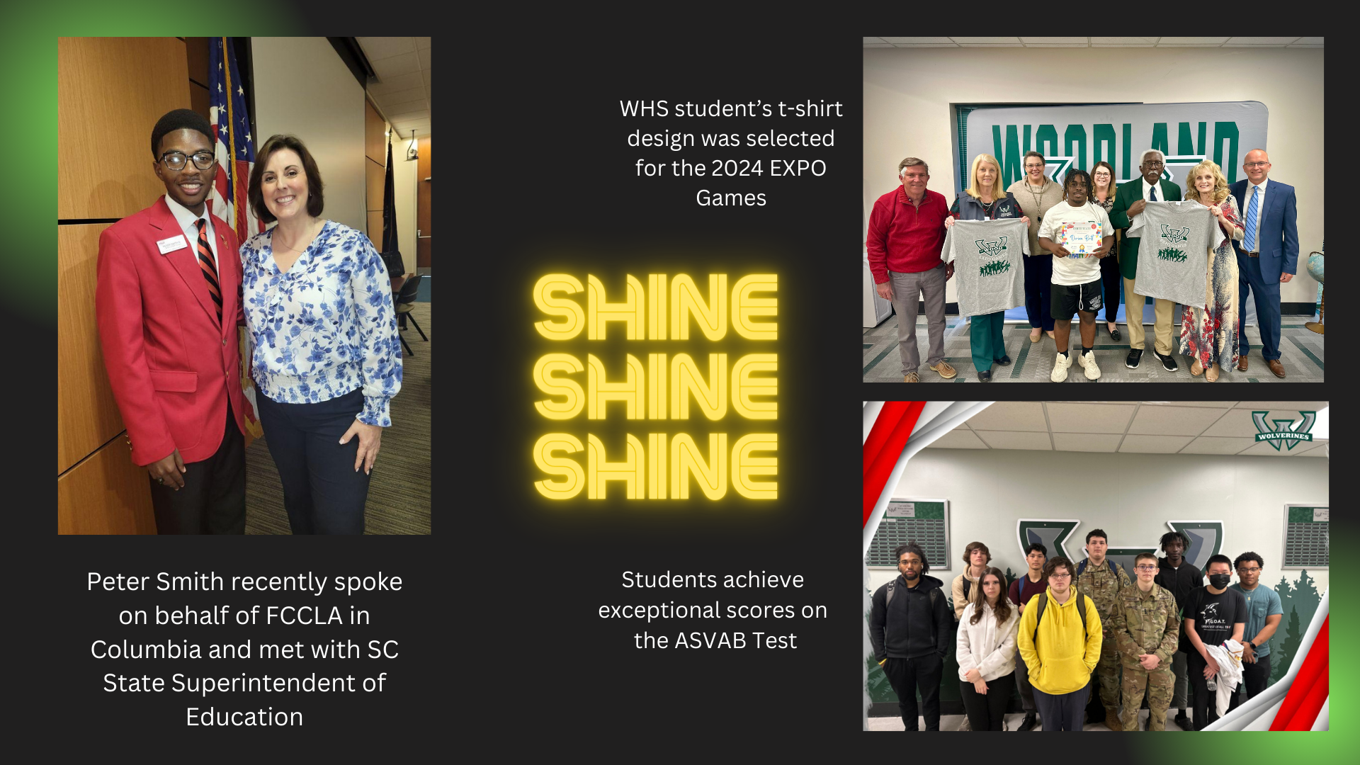 Student Spotlight pics of student achievments.
