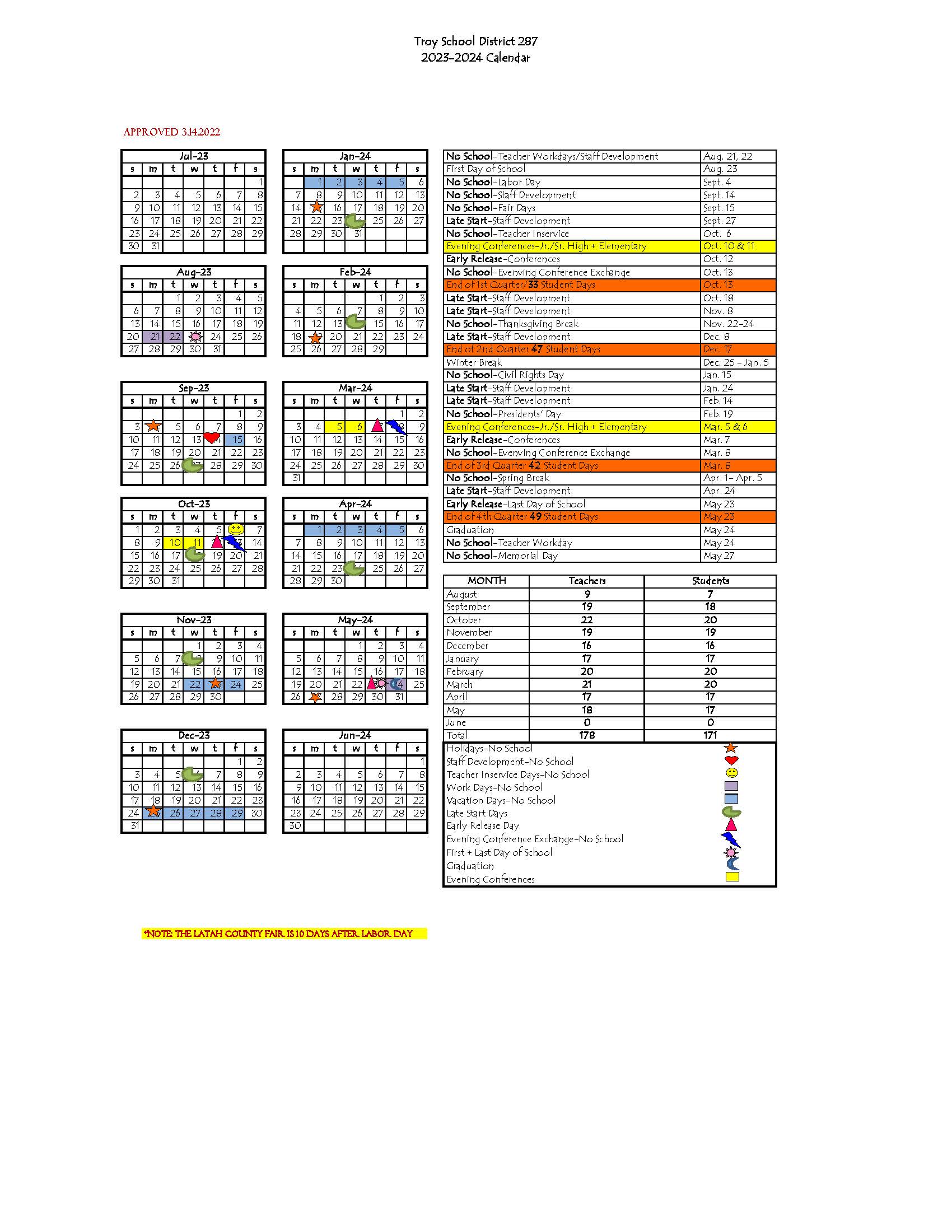 2023 -24 School Calendar