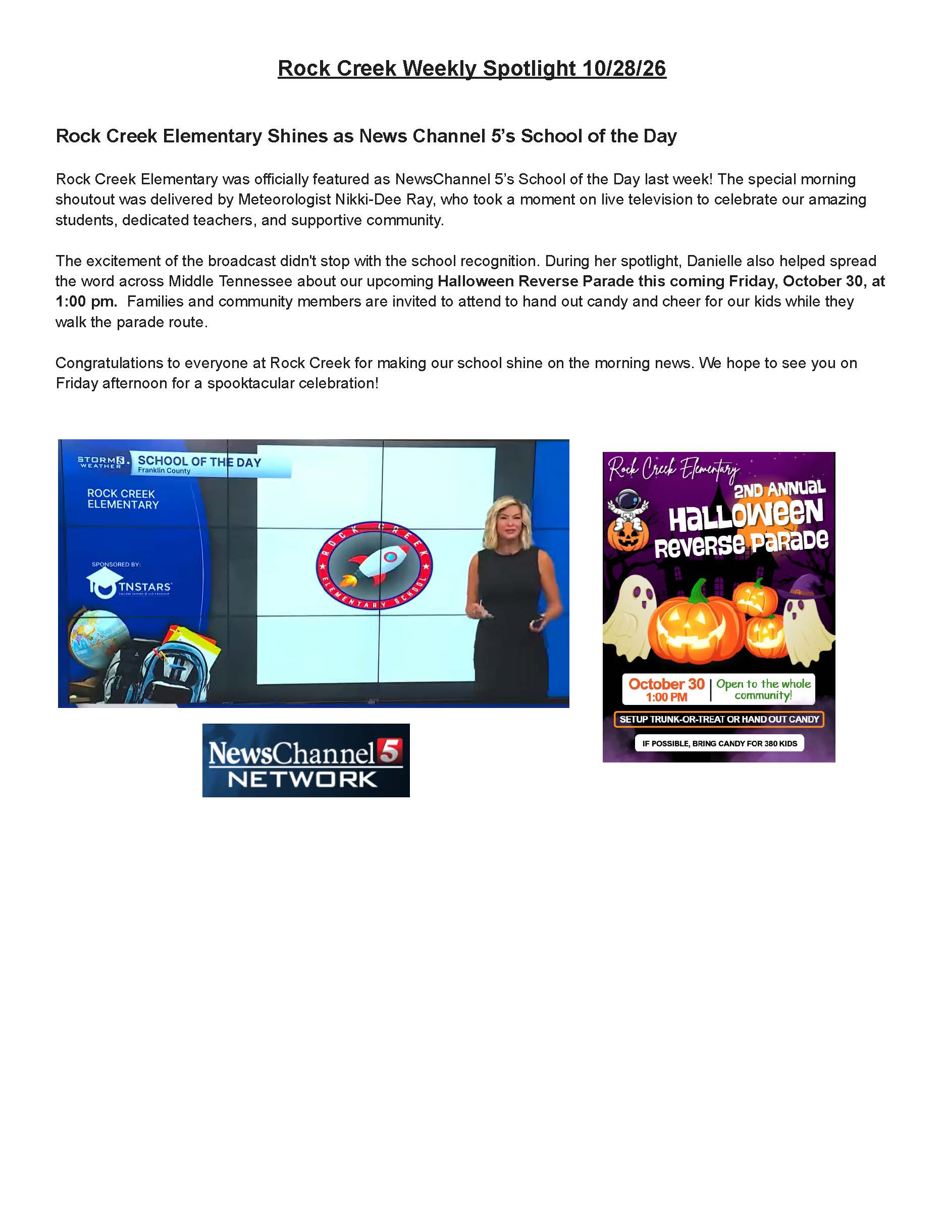 Rock Creek Elementary Flyer