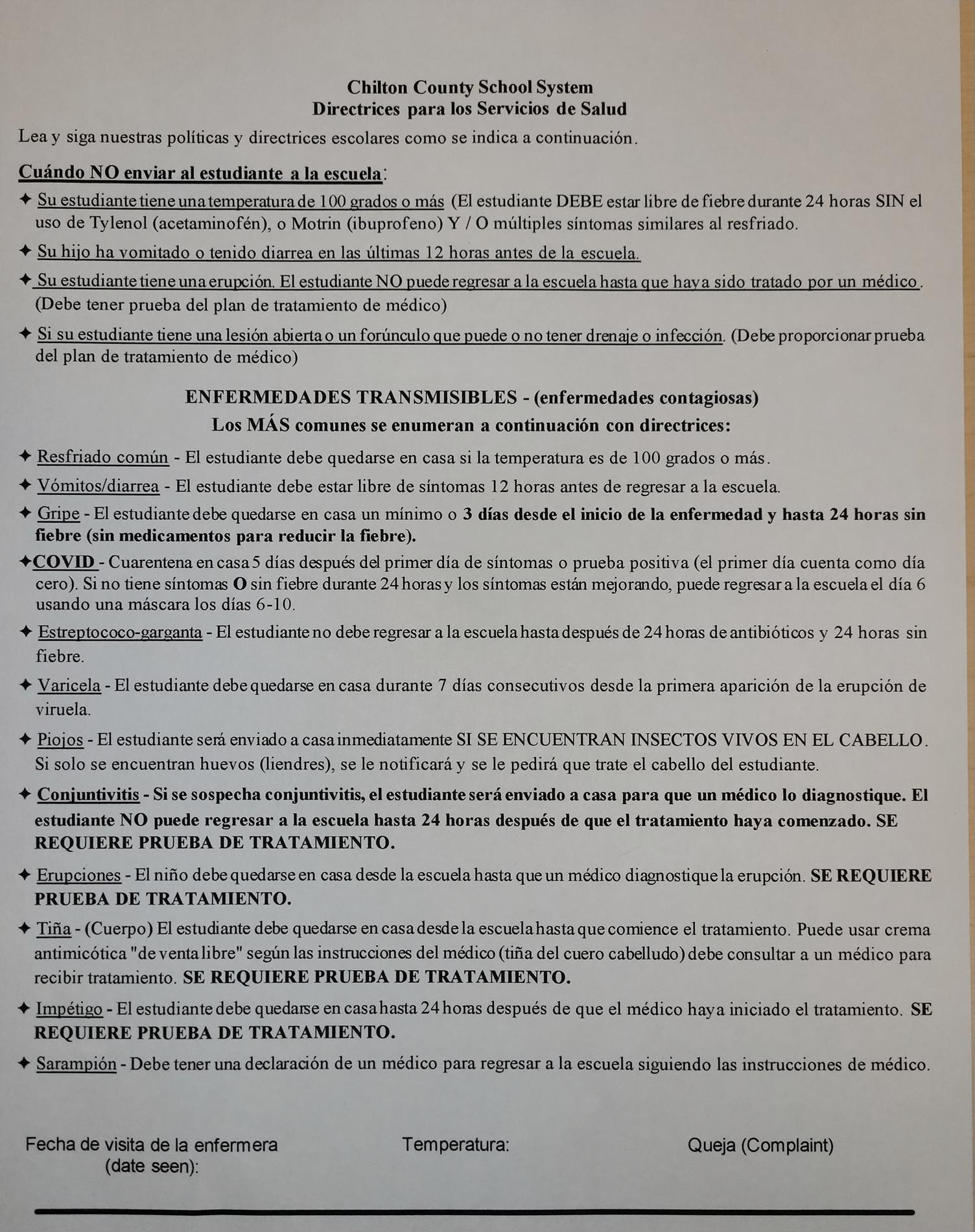 Spanish Health Services Guidelines