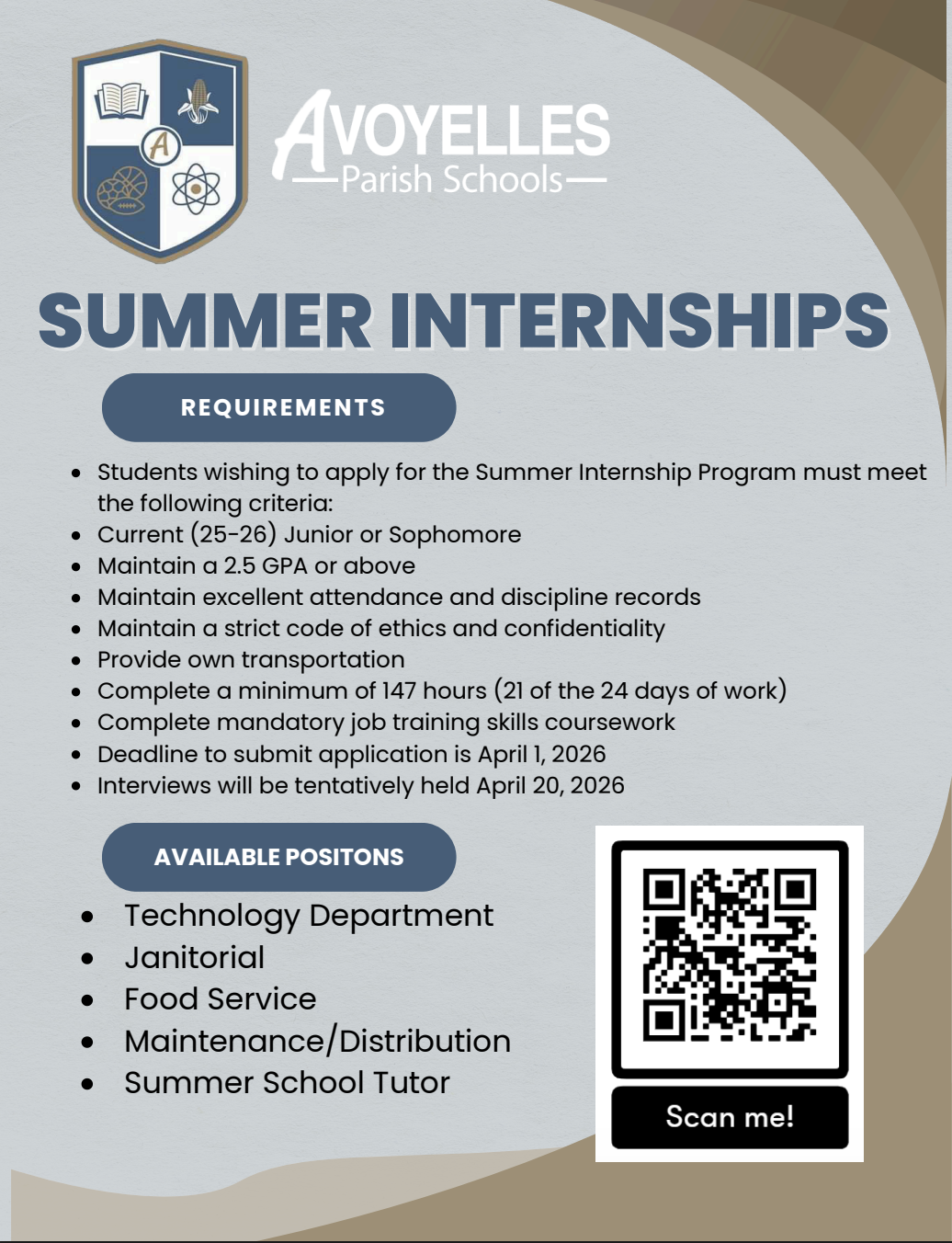 2026 Summer Internships Requirements