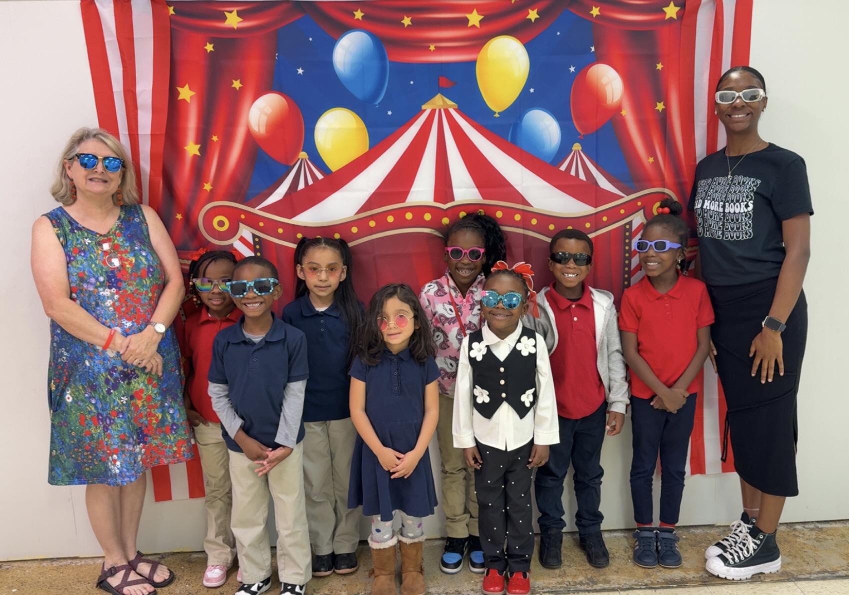 Kindergarten students dressed in shades