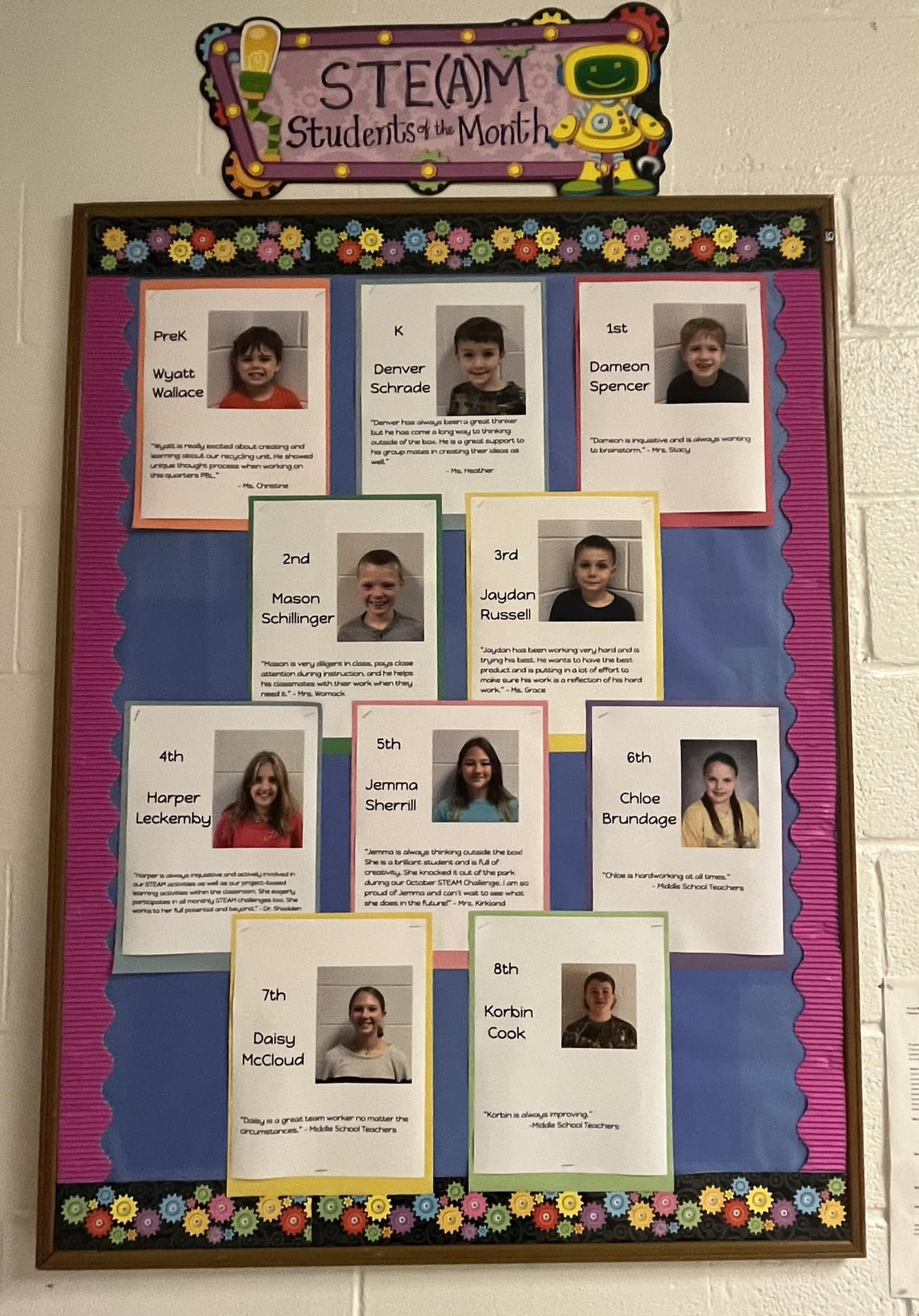 STEAM Students of the Month