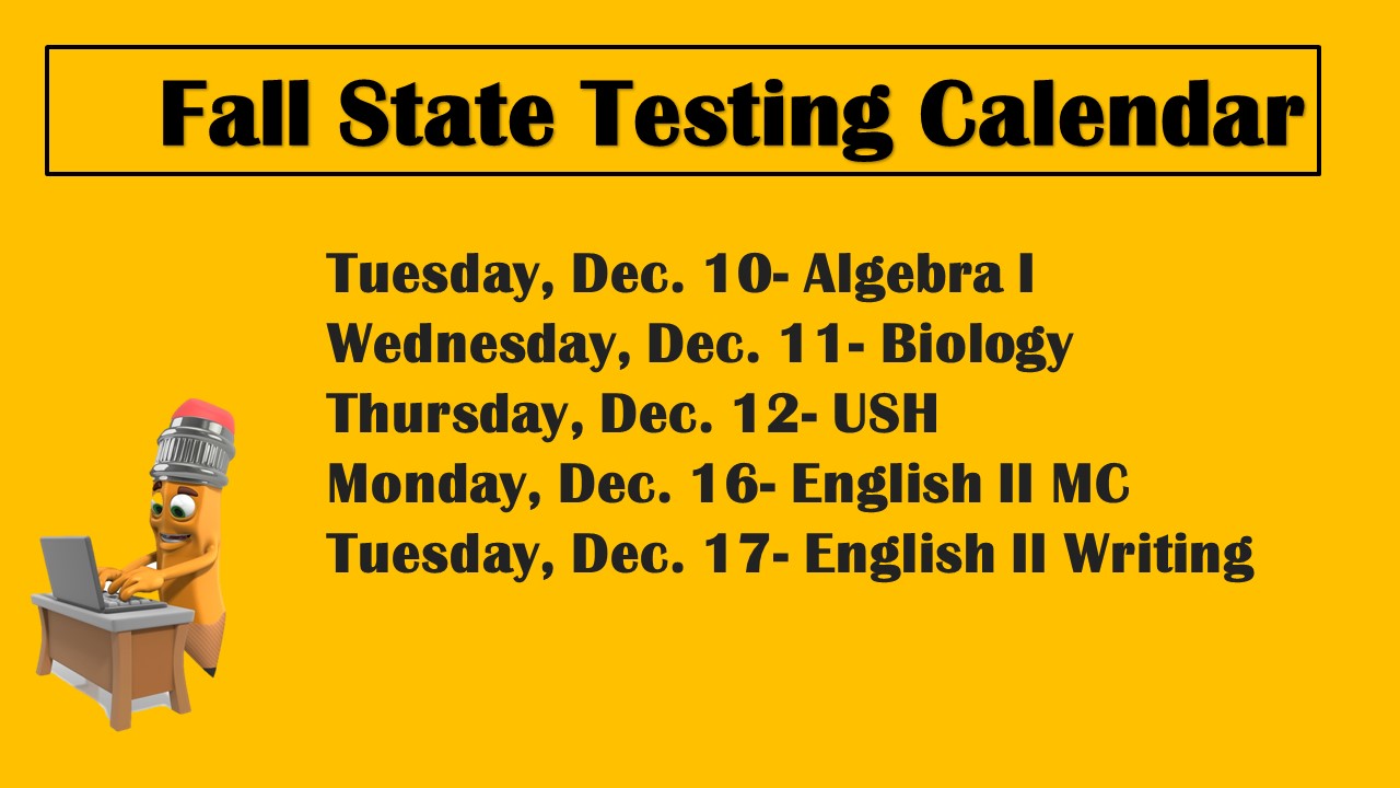 Fall Testing Calendar