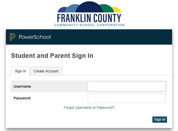 power school parent portal login screen