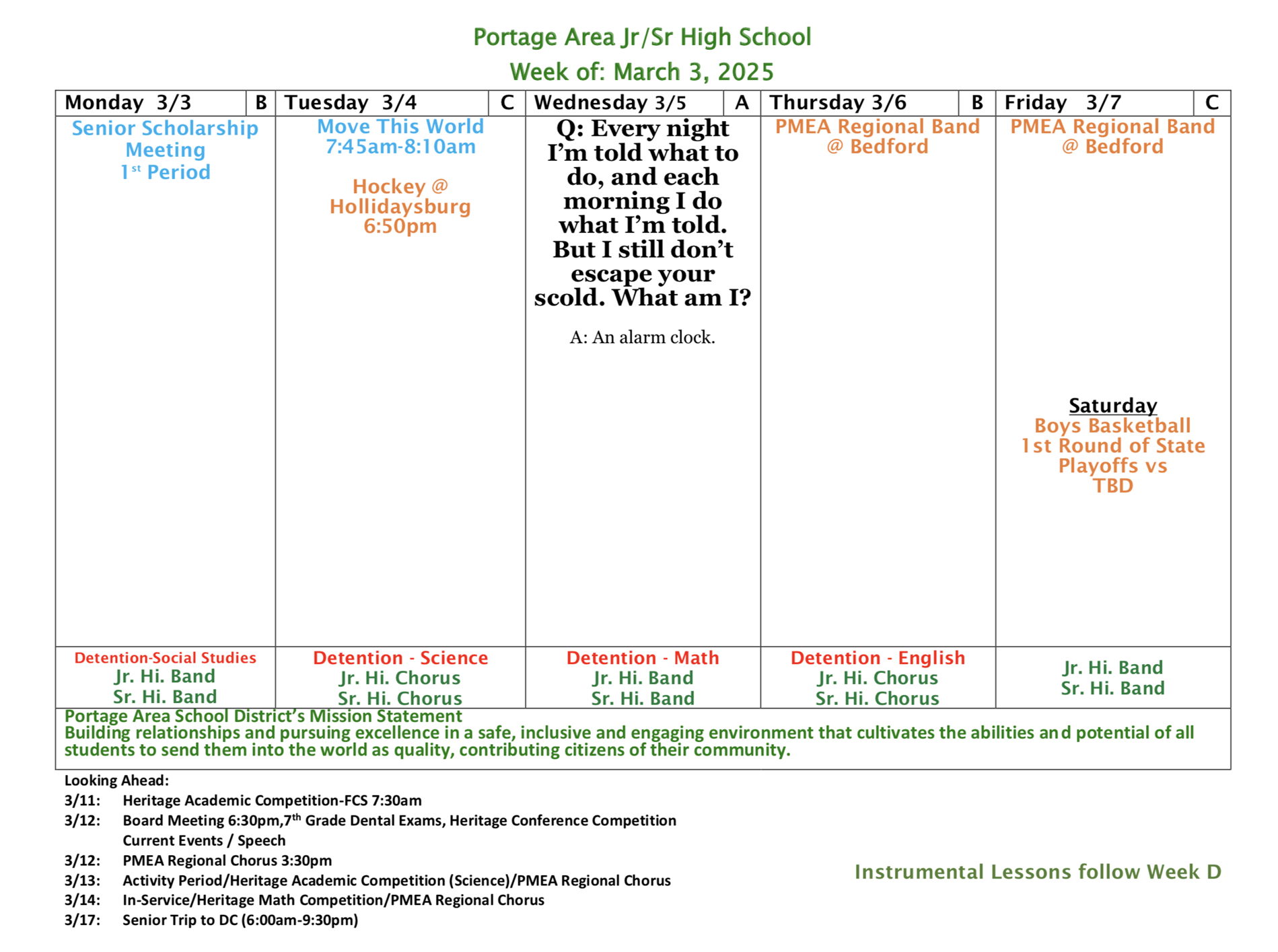 Weekly Calendar