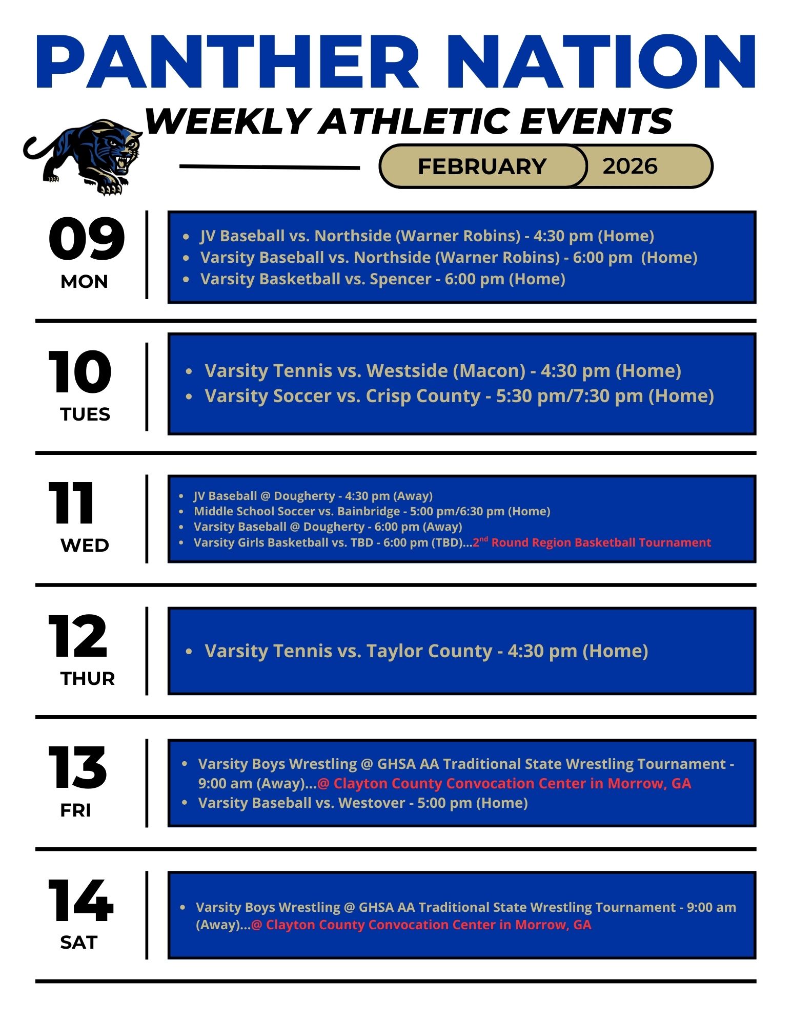 Feb. 9th- 14th Sporting events 