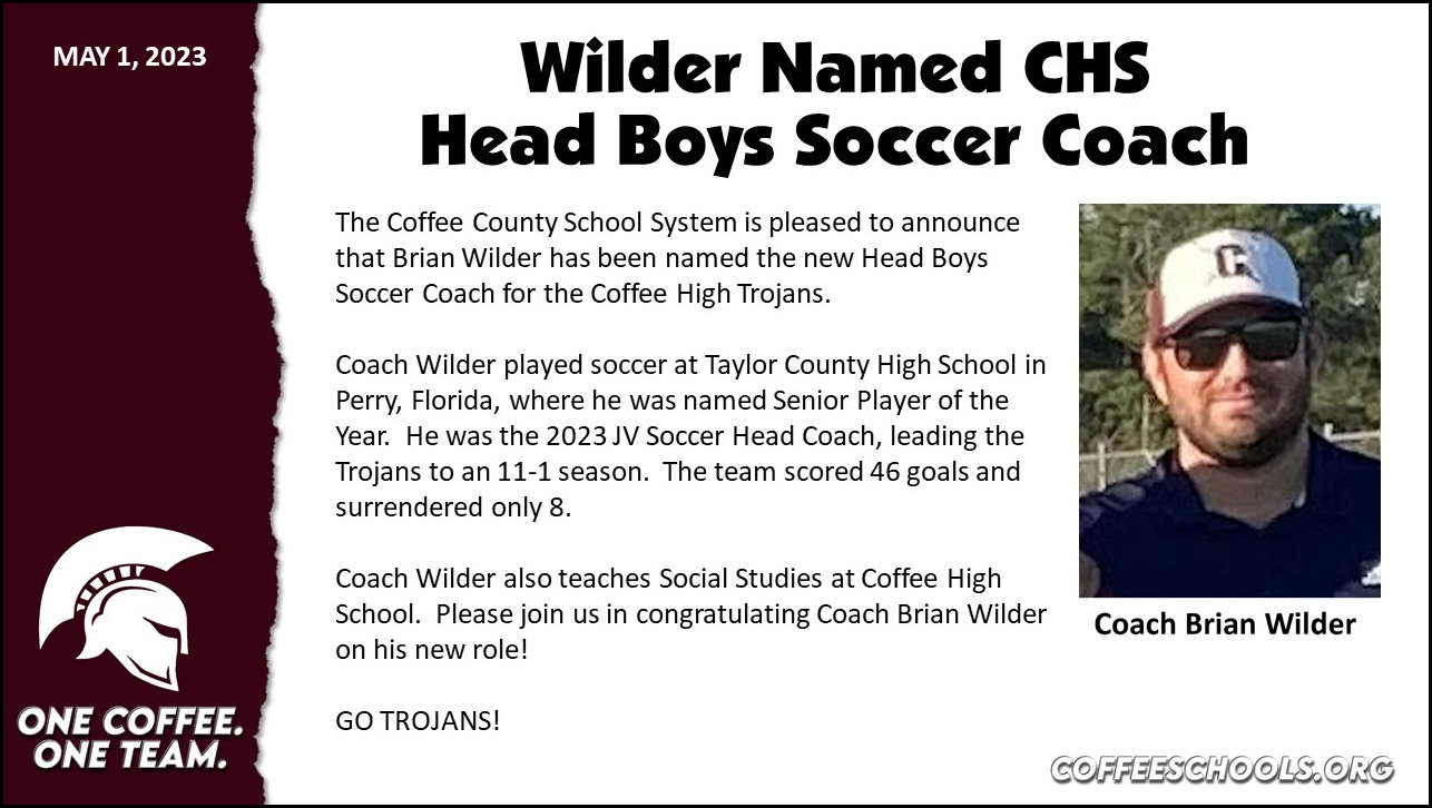 Brian Wilder Names CHS Boys Soccer Coach