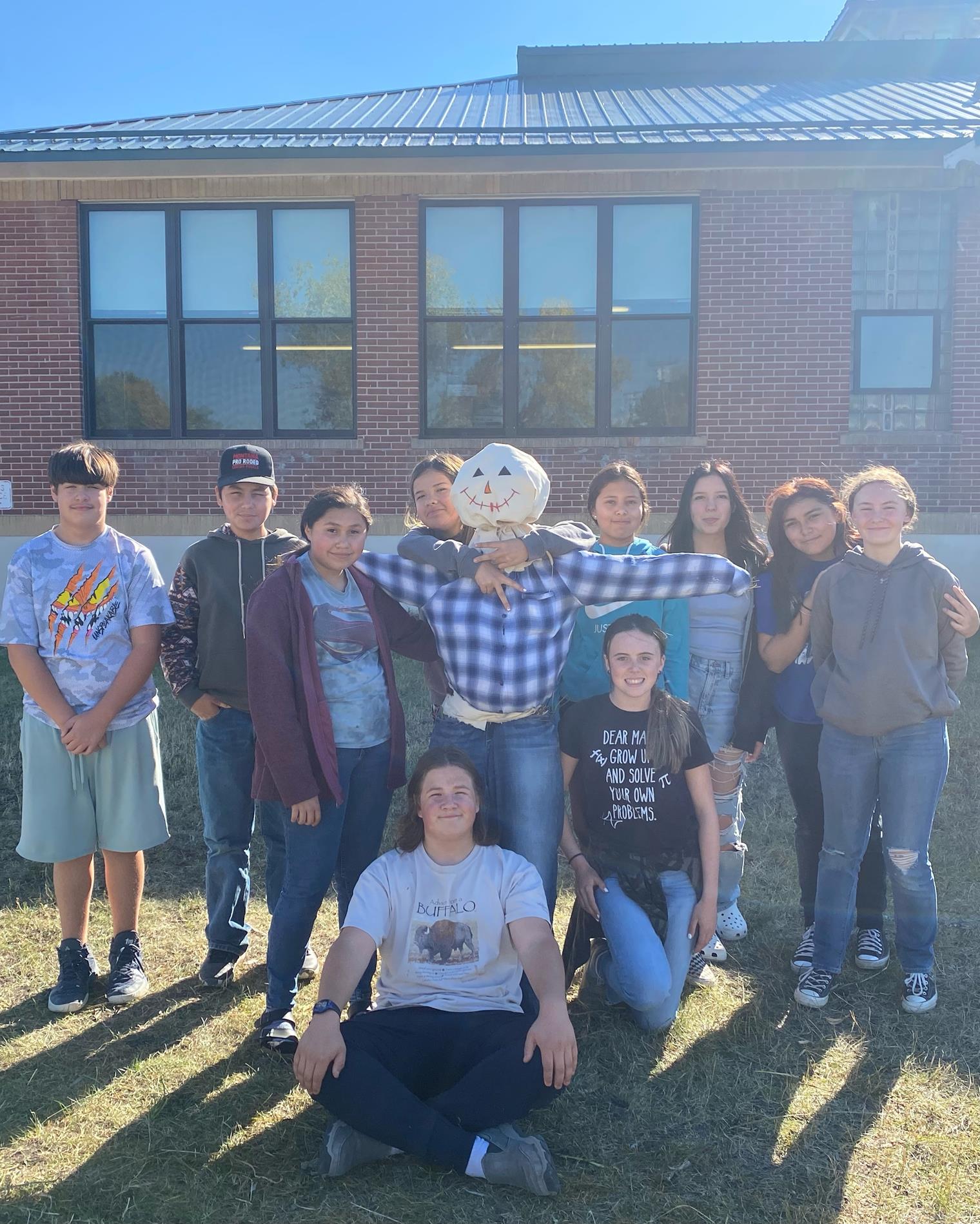 Students Making Scarecrow