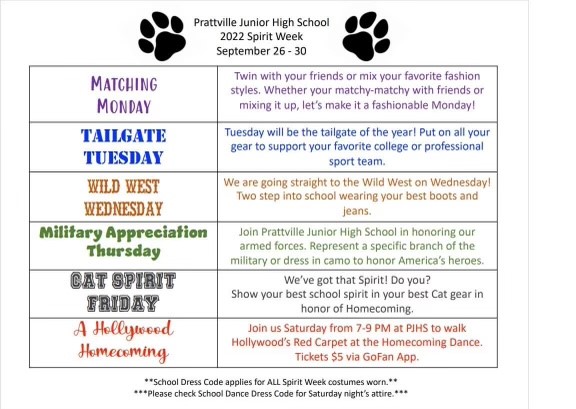 homecoming week dress up schedule homecoming week dress up schedule
