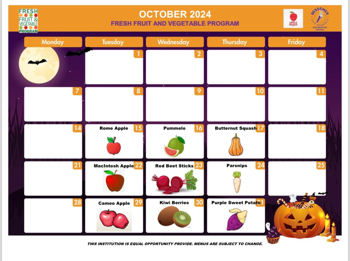 October Menu for family Engagement 