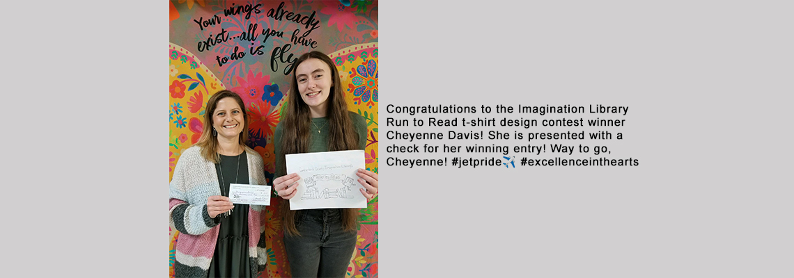 Imagination Library Run to Read t-shirt design contest winner Cheyenne Davis!